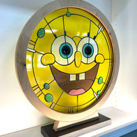 Houten frame voor glas in lood raam diameter 50cm