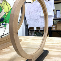 Houten frame voor glas in lood raam diameter 50cm