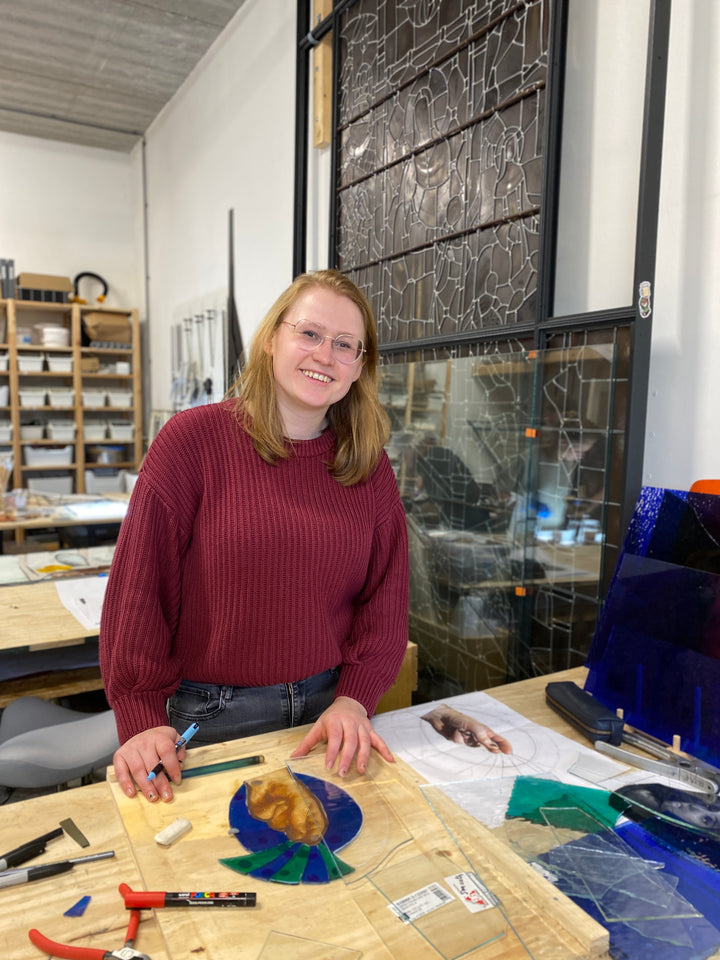 Melissa is één van de jongste deelnemers aan de basisopleiding glazenier in Zwolle bij Glas atelier Glasloods 038